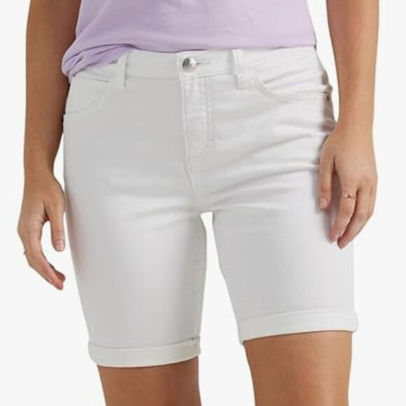NWT Lee Women's Legendary Rolled Denim Bermuda Short, white, 4 - Picture 1 of 4